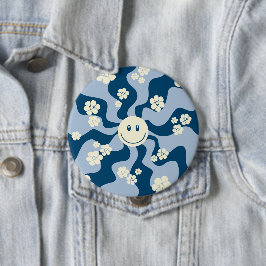 スマイル – ダークブルー、ライトブルー、クリーム 缶バッジ