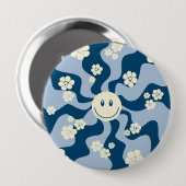 スマイル – ダークブルー、ライトブルー、クリーム 缶バッジ (正面&裏面)