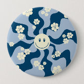 スマイル – ダークブルー、ライトブルー、クリーム 缶バッジ (正面)