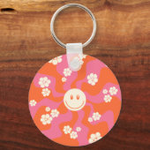 スマイル – ピンク、オレンジ、クリーム キーホルダー (正面)