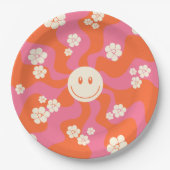 スマイル – ピンク、オレンジ、クリーム ペーパープレート (正面)