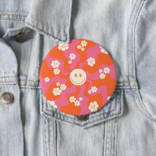 スマイル – ピンク、オレンジ、クリーム 缶バッジ
