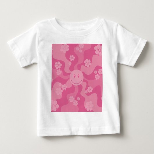 スマイル – ピンク ベビーTシャツ (正面)
