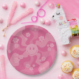 スマイル – ピンク ペーパープレート