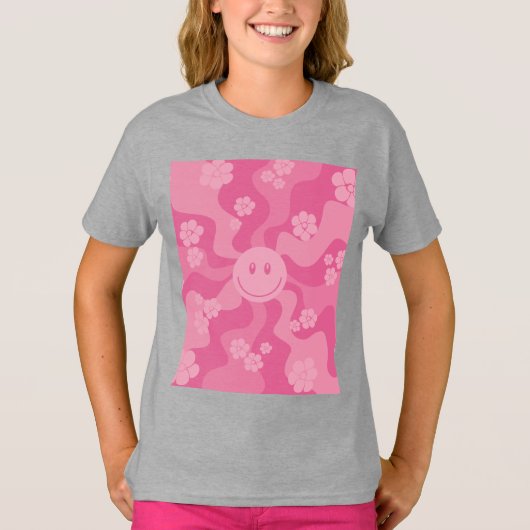 スマイル – ピンク Tシャツ (正面)