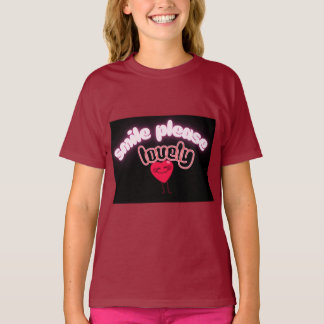 スマイル プリーズ かわいいハート グラフィック キッズTシャツ Tシャツ