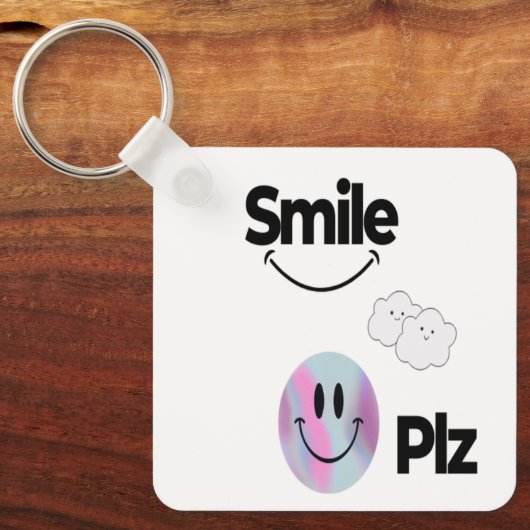 スマイル、ポジティブ&明るいチャームとスマイル キーホルダー (正面)