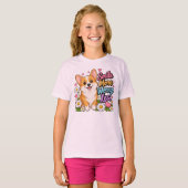 スマイル・モア・ウォリー・レス かわいいコーギーTシャツ Tシャツ (正面フル)
