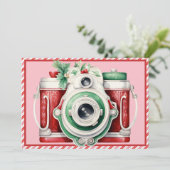 スマイル |ヴィンテージカメラのクリスマスフォトカード (スタンド正面)