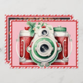 スマイル |ヴィンテージカメラのクリスマスフォトカード (正面/裏面)