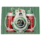 スマイル | ヴィンテージカメラのクリスマスフォト ラージペーパーバッグ (正面)