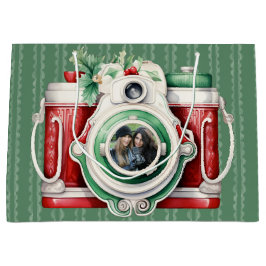 スマイル | ヴィンテージカメラのクリスマスフォト ラージペーパーバッグ