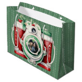 スマイル | ヴィンテージカメラのクリスマスフォト ラージペーパーバッグ (裏面アングル)