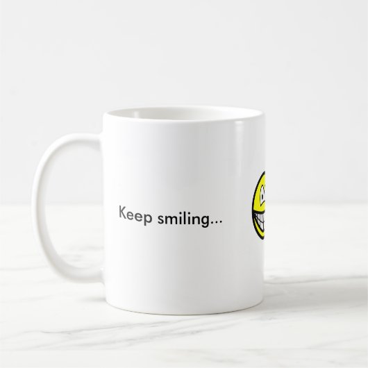 スマイル、微笑するKeep…、…それはeveryonewonを…作ります コーヒーマグカップ (左)
