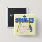スマイル-歯のTシャツおよびギフト 缶バッジ (正面&裏面)