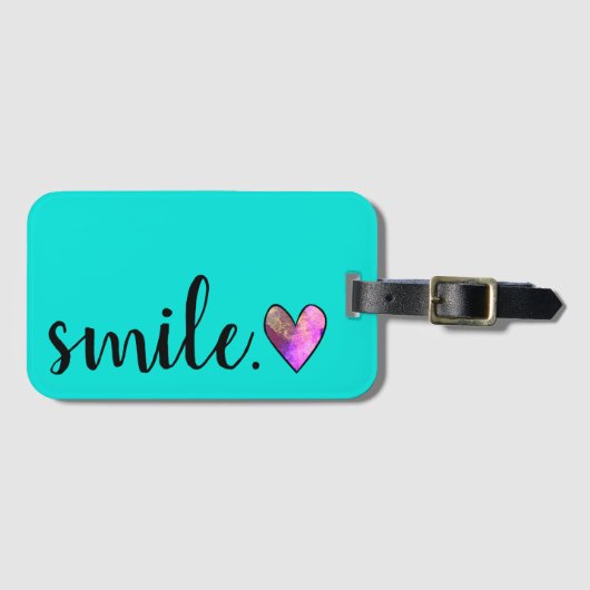 スマイル-水彩画のハート ラゲッジタグ (正面横)