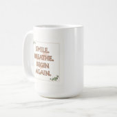 スマイル。深呼吸。もう一度始めよう。 | 15 oz マグカップ | ギフト (正面左)