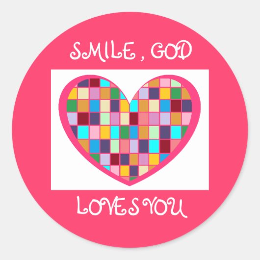 スマイル、神はあなたを愛するシール ラウンドシール (正面)