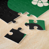 スマイル – 緑、クリーム、黒 ジグソーパズル (側面)