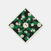 スマイル – 緑、クリーム、黒 スタンダードカクテルナプキン (角)