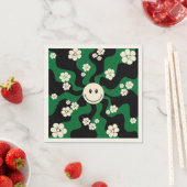 スマイル – 緑、クリーム、黒 スタンダードカクテルナプキン (インサイチュ)