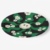 スマイル – 緑、クリーム、黒 ペーパープレート (アングル)