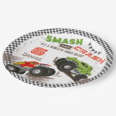 スマッシュとクラッシュのモンスタートラック6th誕生日パーティー ペーパープレート (アングル)