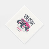 スマッシュクラッシュモダン – ピンクモンスタートラック誕生日 スタンダードランチョンナプキン (角)