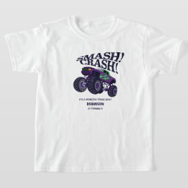 スマッシュクラッシュ – パープルモダンモンスタートラック誕生日 Tシャツ
