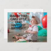 スマッシュザケーキリトルワンハッピー最初の誕生日 ポストカード (正面/裏面)