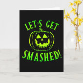 スマッシュドグリーンパンプキンハロウィン カード (黄色い花)