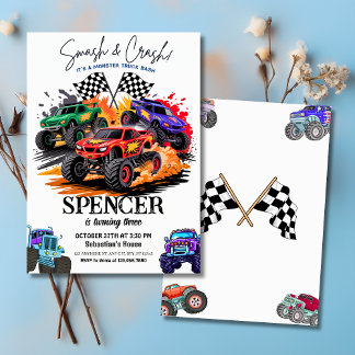 スマッシュ&クラッシュモンスタートラックBash 3rd誕生日 招待状