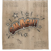 スマッシュ！ヴィンテージ漫画ブックスチームパンクポップ・アートのアート シャワーカーテン (正面)