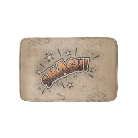 スマッシュ!ヴィンテージ漫画ブックスチームパンクポップ・アートのアート バスマット (正面)