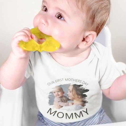 スマッジ写真最初の母親の日 ベビーボディスーツ