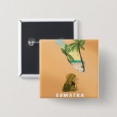 スマトラ図解入りの、写真付きの地図の旅行ポスター 缶バッジ (正面&裏面)