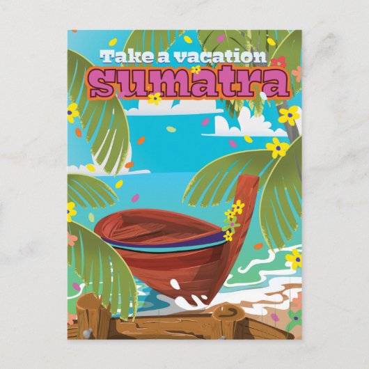 スマトラ・インドネシア旅行ポスター ポストカード (正面)