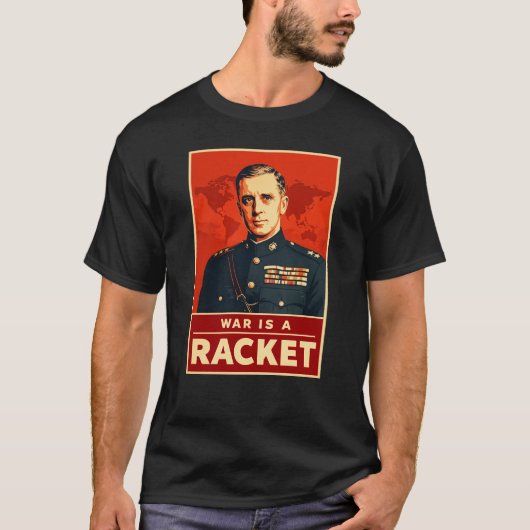 スマドレー・バトラー 戦争は詐欺 反戦 軍事 Tシャツ (正面)