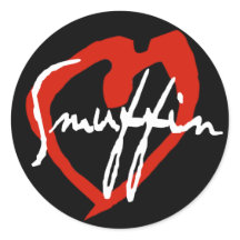 スマフィン赤いハートステッカーブラック