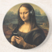 スマホを持ったモナ・リザ コースター (正面)