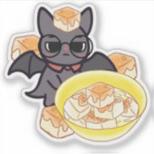 スマートかわいいコウモリの豆腐茶碗 シール (正面)