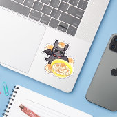 スマートかわいいコウモリの豆腐茶碗 シール (ノートパソコンとiPhone)