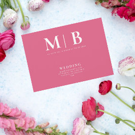 スマートでシンプルなモノグラムピンクの親なし招待状 招待状