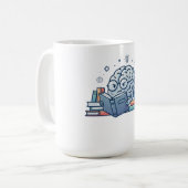 スマートなオタクの脳が本を読む かわいい本の虫 コーヒーマグカップ (正面左)
