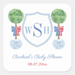 スマートなボックスウッドのモノグラムクレスト ウェディングシャワープレゼント スクエアシール