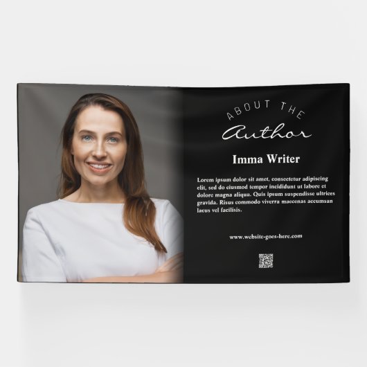 スマートなミニマル主義の著者紹介看板(プロフィールとQRコード付き) 横断幕 (横)