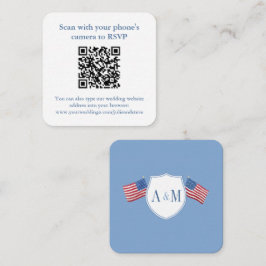 スマートな全米風レッドホワイトブルーの結婚式QR RSVP エンクロージャーカード