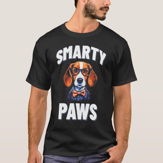 スマートな前足ビーグル犬メガネを着て Tシャツ (正面)