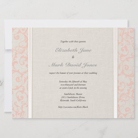 スマートエレガンスコーラル結婚式招待状 招待状 (裏面)