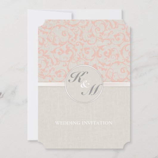 スマートエレガンスコーラル結婚式招待状 招待状 (正面)